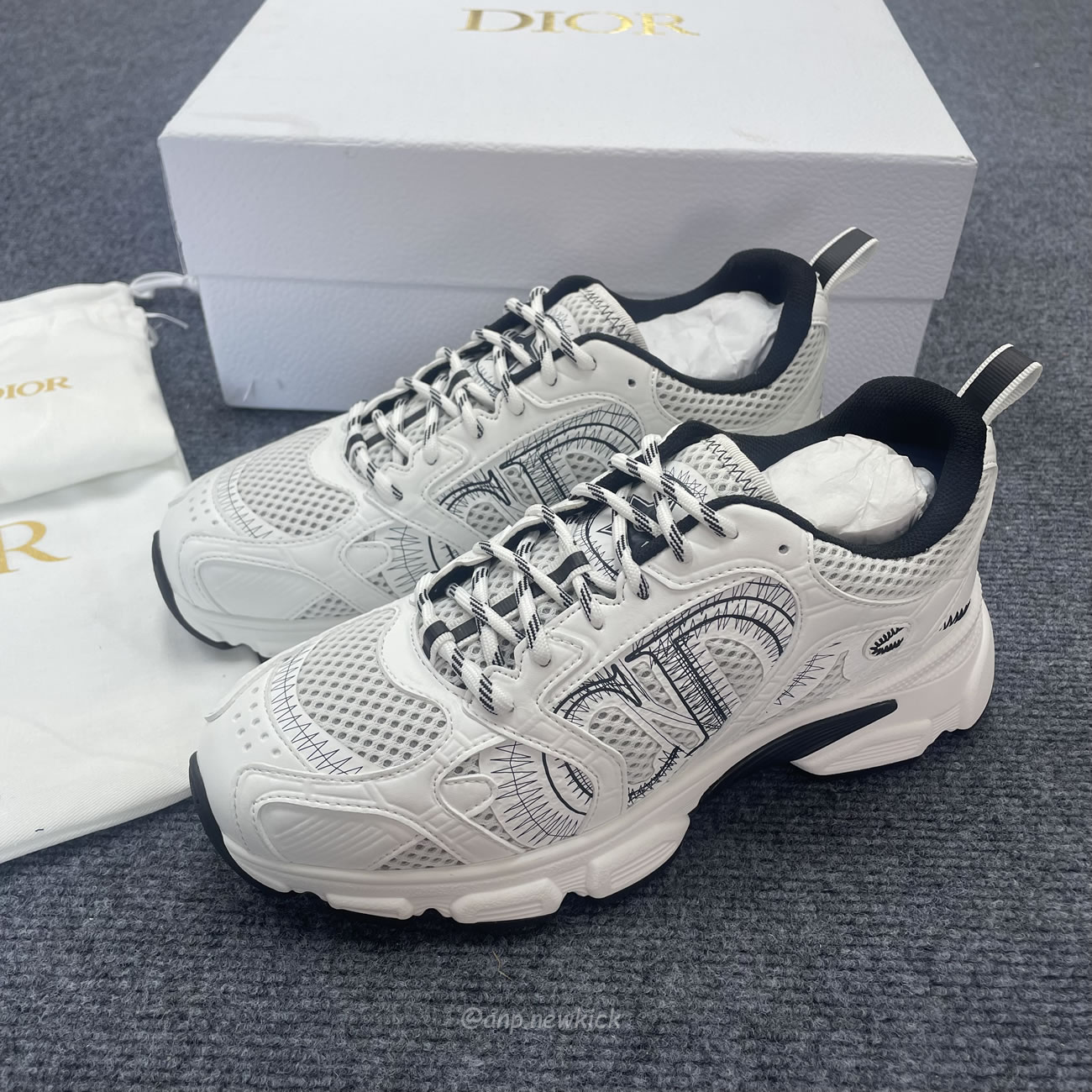 Dior Chrono Sneaker Mesh With White Black 19w White (7) - newkick.app